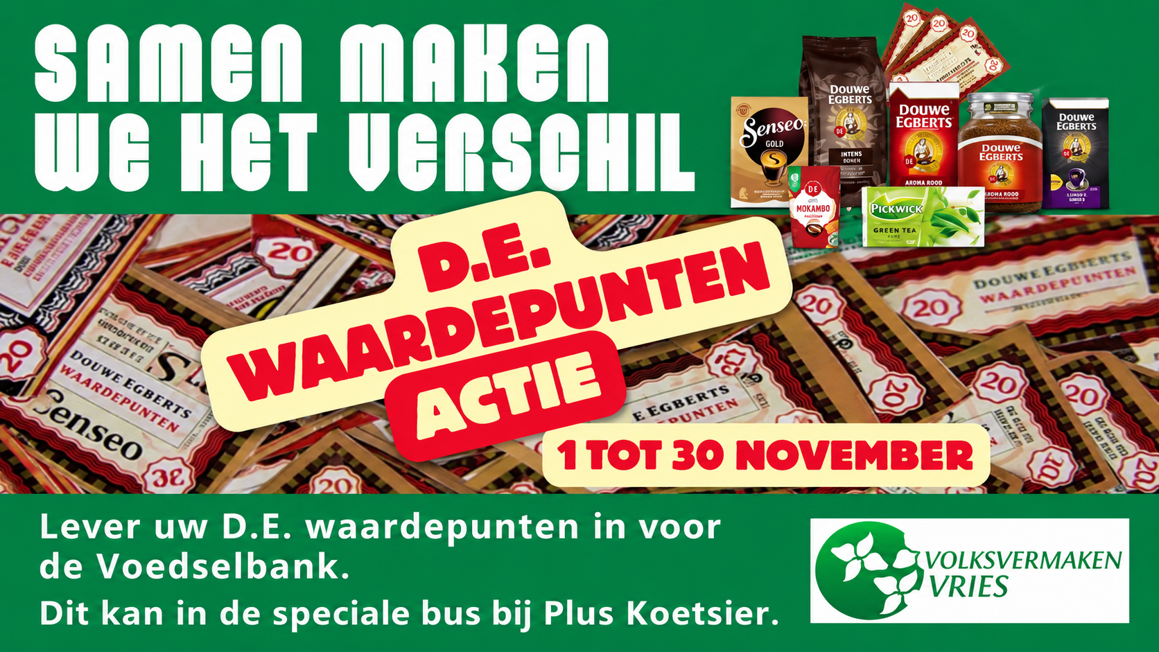 DE-waardepuntenactie voor de Voedselbank
